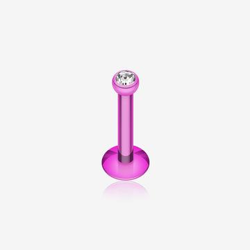 Colorline Gem Ball Internally Threaded Labret-Purple/Clear